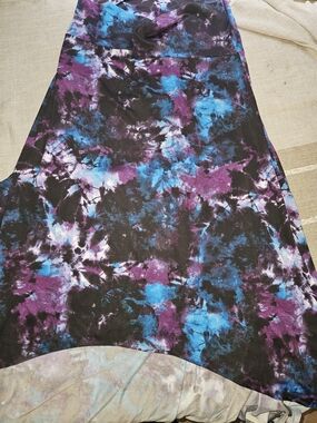 LuLaRoe Maxi Skirt in Black, Purple, Blue Tie-Dye